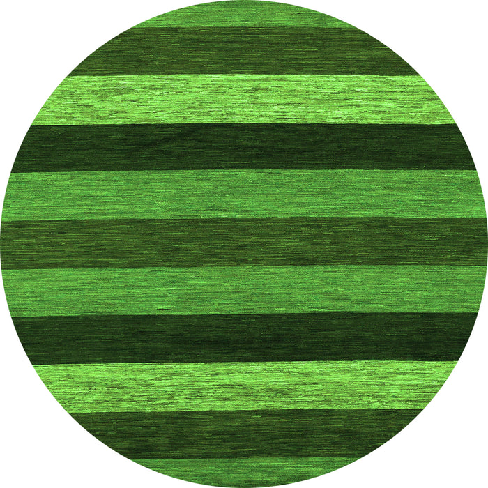 Round Machine Washable Abstract Green Modern Area Rugs, wshabs1605grn