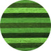 Round Machine Washable Abstract Green Modern Area Rugs, wshabs1605grn