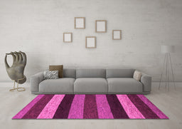 Machine Washable Abstract Pink Modern Rug in a Living Room, wshabs1605pnk