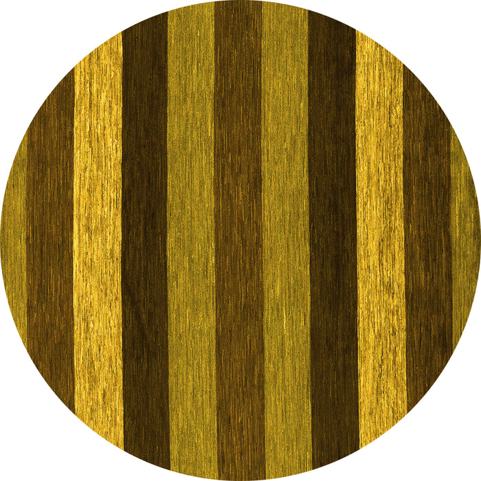 Round Machine Washable Abstract Yellow Modern Rug, wshabs1605yw