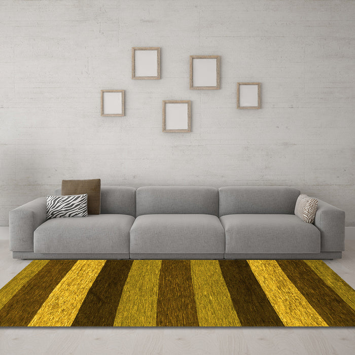 Machine Washable Abstract Yellow Modern Rug in a Living Room, wshabs1605yw