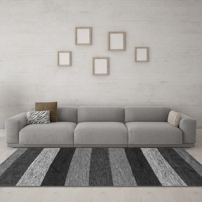 Machine Washable Abstract Gray Modern Rug in a Living Room,, wshabs1605gry
