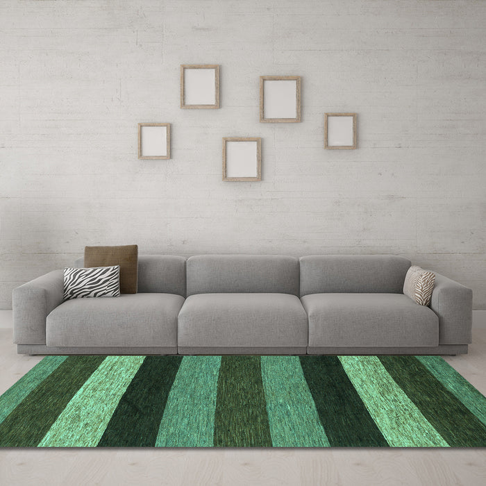 Machine Washable Abstract Turquoise Modern Area Rugs in a Living Room,, wshabs1605turq