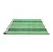 Sideview of Machine Washable Abstract Turquoise Modern Area Rugs, wshabs1606turq