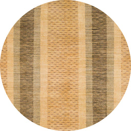 Round Machine Washable Abstract Orange Rug, wshabs1606