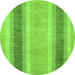 Round Machine Washable Abstract Green Modern Area Rugs, wshabs1606grn