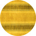 Round Abstract Yellow Modern Rug, abs1606yw