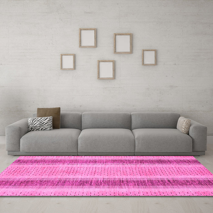 Machine Washable Abstract Pink Modern Rug in a Living Room, wshabs1606pnk