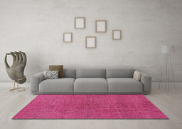Machine Washable Abstract Pink Modern Rug in a Living Room, wshabs1607pnk