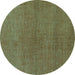 Round Abstract Turquoise Modern Rug, abs1607turq