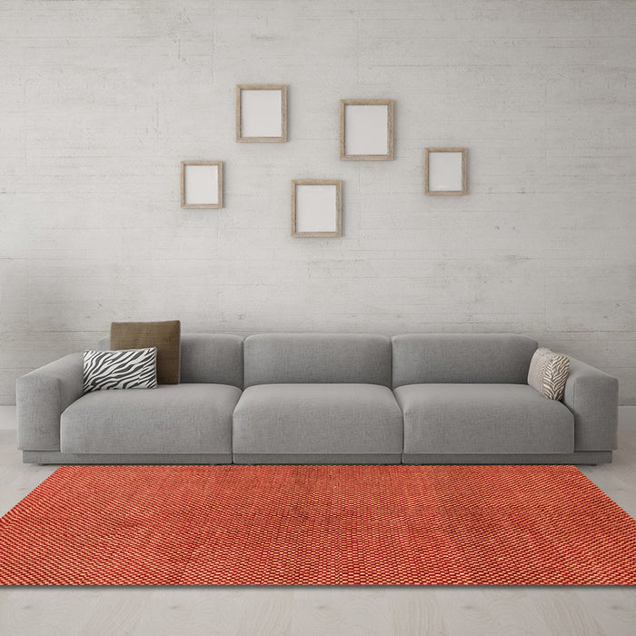 Machine Washable Abstract Orange Modern Area Rugs in a Living Room, wshabs1607org