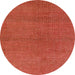 Round Abstract Indian Saffron Orange Modern Rug, abs1607