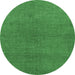 Round Abstract Emerald Green Modern Rug, abs1607emgrn