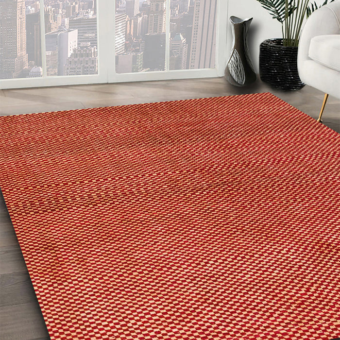 Machine Washable Abstract Indian Saffron Orange Rug in a Family Room, wshabs1607