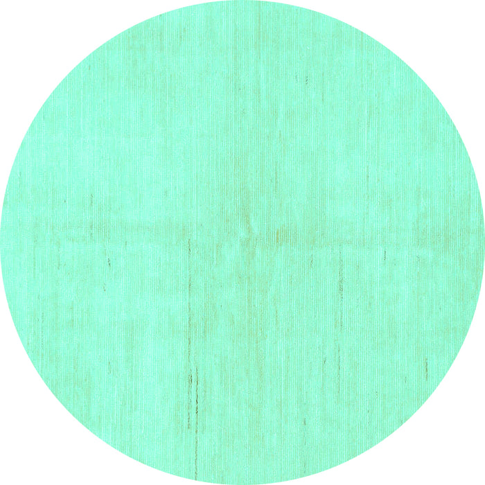Round Solid Turquoise Modern Rug, abs1608turq