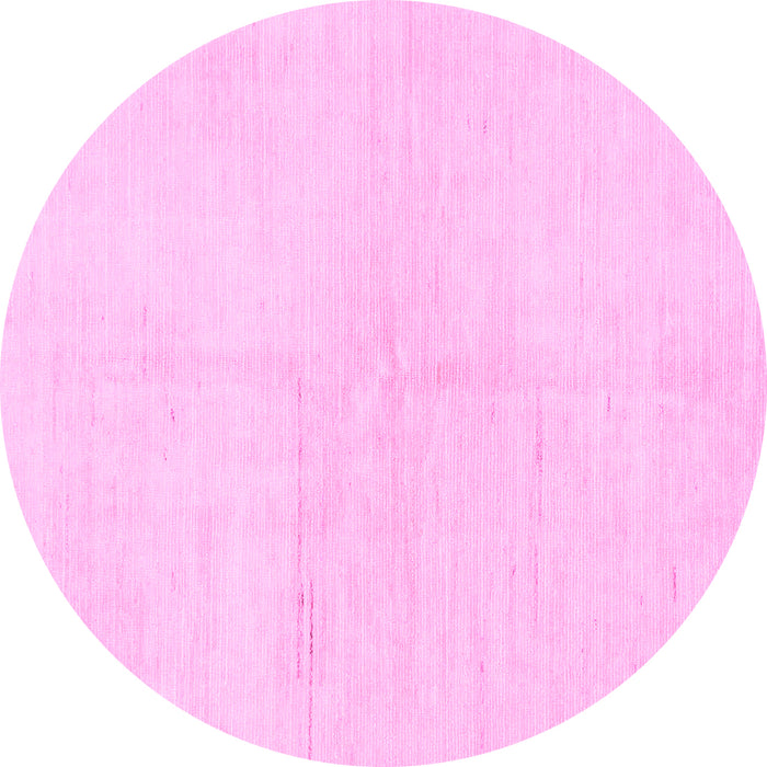 Round Machine Washable Solid Pink Modern Rug, wshabs1608pnk