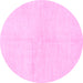 Round Machine Washable Solid Pink Modern Rug, wshabs1608pnk