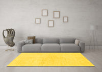 Machine Washable Solid Yellow Modern Rug, wshabs1608yw