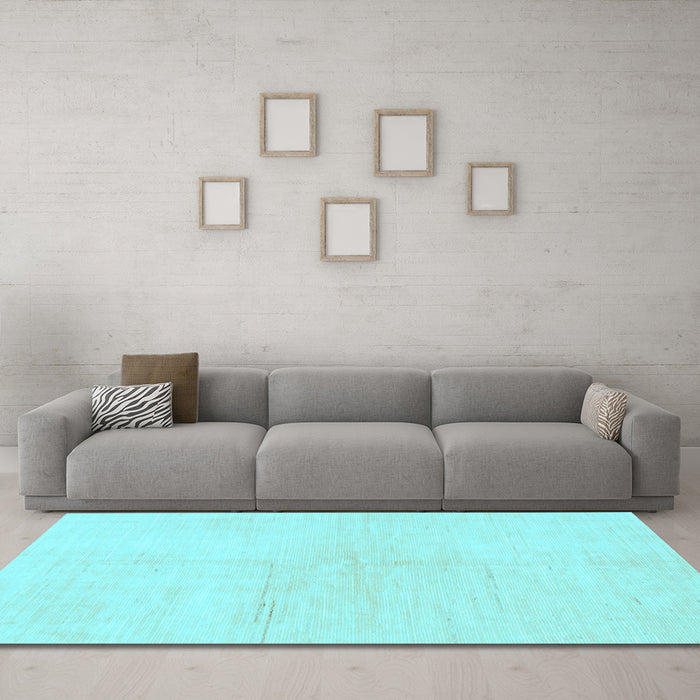 Machine Washable Solid Light Blue Modern Rug in a Living Room, wshabs1608lblu