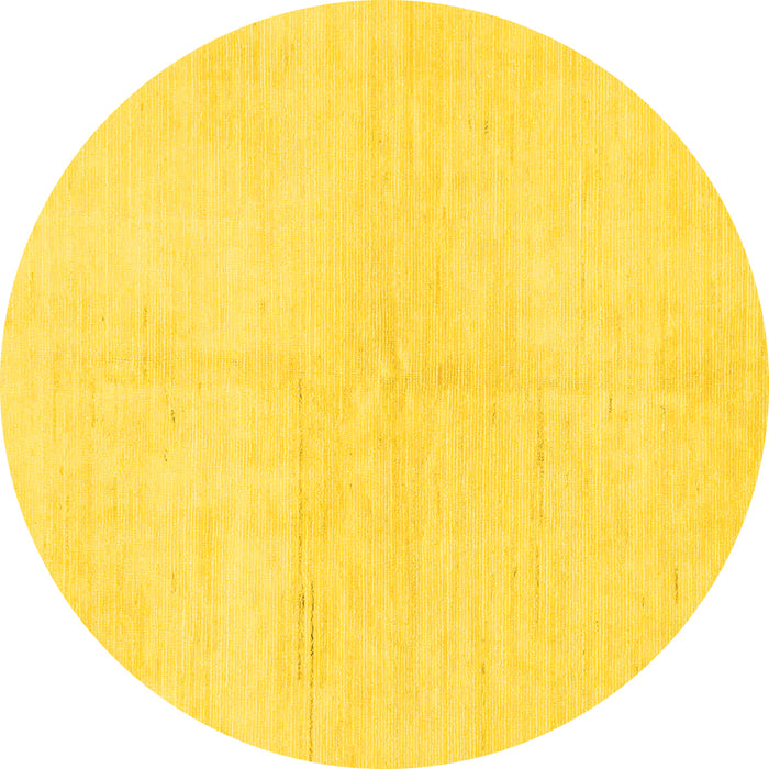 Round Machine Washable Solid Yellow Modern Rug, wshabs1608yw