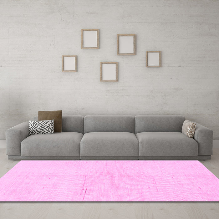Machine Washable Solid Pink Modern Rug in a Living Room, wshabs1608pnk
