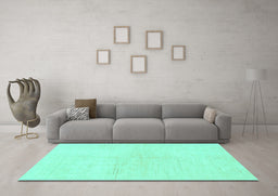 Machine Washable Solid Turquoise Modern Area Rugs in a Living Room,, wshabs1608turq