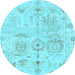 Round Abstract Light Blue Modern Rug, abs1609lblu