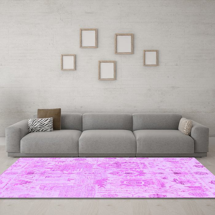 Machine Washable Abstract Purple Modern Area Rugs in a Living Room, wshabs1609pur
