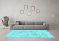 Machine Washable Abstract Light Blue Modern Rug, wshabs1609lblu