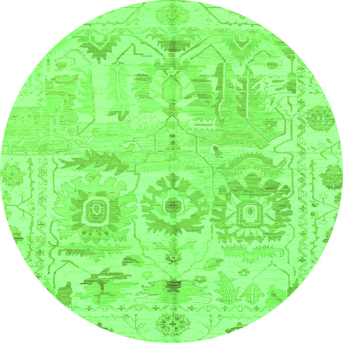 Round Machine Washable Abstract Green Modern Area Rugs, wshabs1609grn