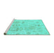 Sideview of Machine Washable Abstract Turquoise Modern Area Rugs, wshabs1609turq