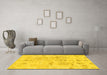 Machine Washable Abstract Yellow Modern Rug in a Living Room, wshabs1609yw