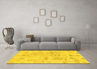 Machine Washable Abstract Yellow Modern Rug, wshabs1609yw