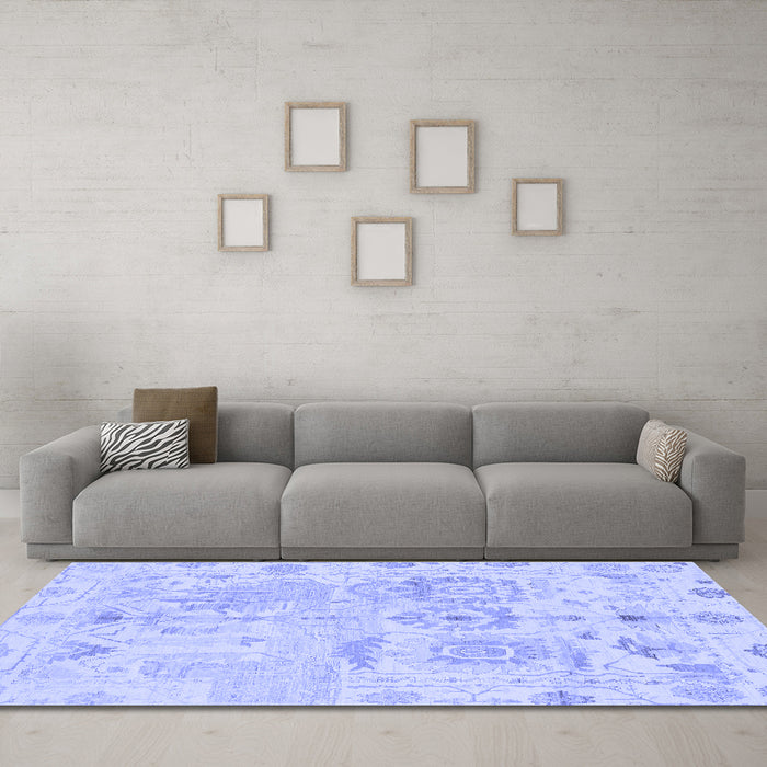 Machine Washable Abstract Blue Modern Rug in a Living Room, wshabs1609blu