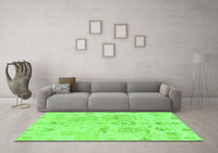 Machine Washable Abstract Green Modern Rug, wshabs1609grn