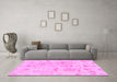 Machine Washable Abstract Pink Modern Rug in a Living Room, wshabs1609pnk