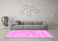 Machine Washable Abstract Pink Modern Rug, wshabs1609pnk