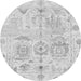 Round Machine Washable Abstract Gray Modern Rug, wshabs1609gry