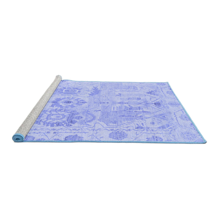 Sideview of Machine Washable Abstract Blue Modern Rug, wshabs1609blu