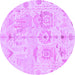 Round Machine Washable Abstract Purple Modern Area Rugs, wshabs1609pur