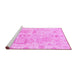 Sideview of Machine Washable Abstract Pink Modern Rug, wshabs1609pnk