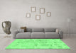 Machine Washable Abstract Emerald Green Modern Area Rugs in a Living Room,, wshabs1609emgrn