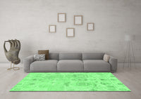 Machine Washable Abstract Emerald Green Modern Rug, wshabs1609emgrn