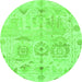 Round Abstract Green Modern Rug, abs1609grn