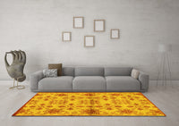 Machine Washable Abstract Yellow Modern Rug, wshabs160yw