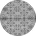 Round Machine Washable Abstract Gray Modern Rug, wshabs160gry