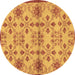 Round Machine Washable Abstract Brown Modern Rug, wshabs160brn