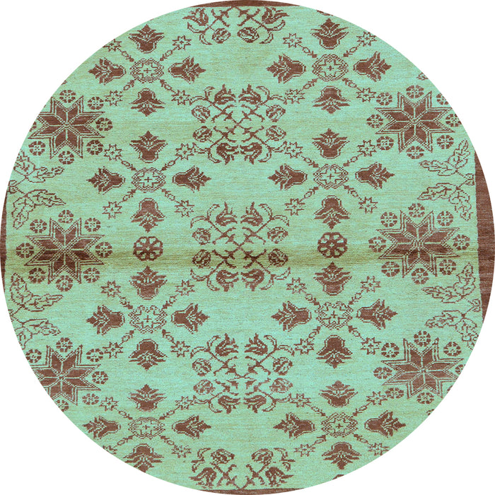 Round Abstract Light Blue Modern Rug, abs160lblu