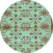 Round Abstract Light Blue Modern Rug, abs160lblu