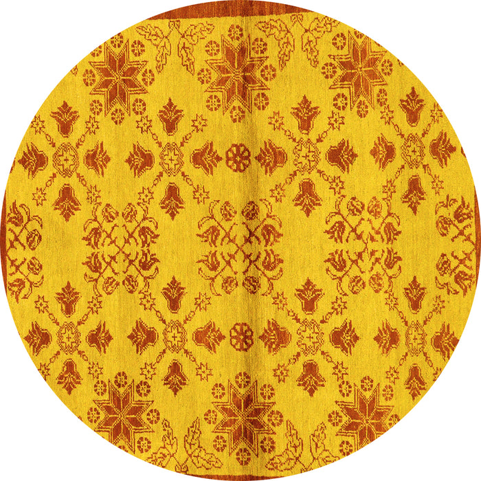 Round Abstract Yellow Modern Rug, abs160yw